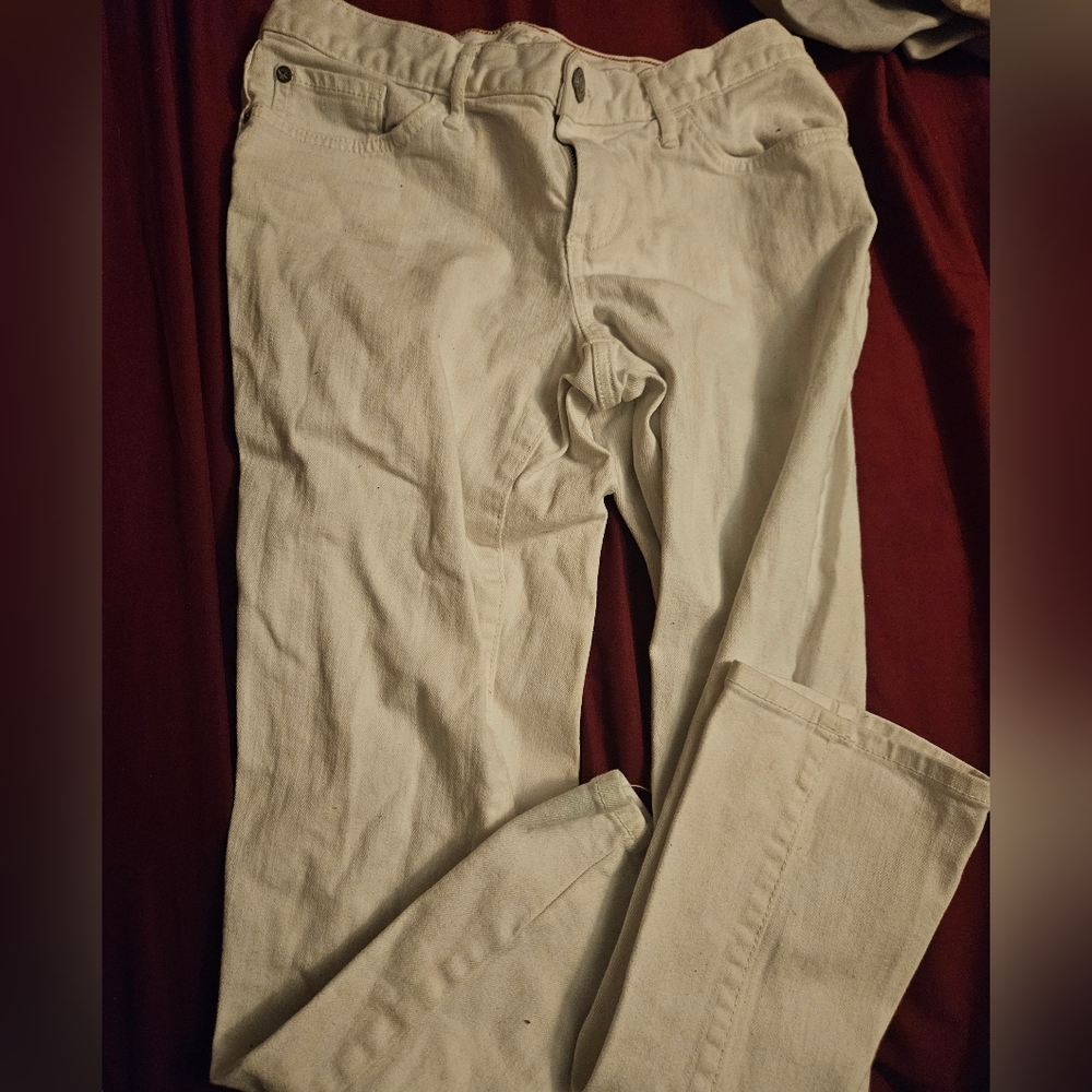 Womens White Eddie Bauer Boyfriend Jeans Size 4 Straight Leg